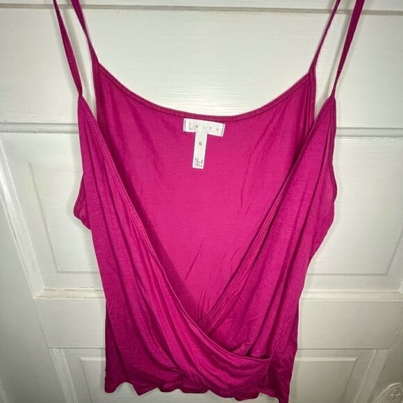Leith Crossover Spaghetti Strap Tank in Fuchsia - Picture 3 of 6